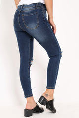 Dark Denim Ripped Knee Skinny Jeans - Eri-Jeans