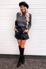 Dark Grey Chest Cut Out Knit Jumper - Heather-Jumper