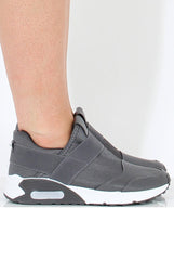 Dark Grey Elasticated Strap Detail Trainers - Ebony-Trainers