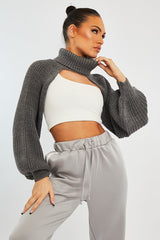 Grey Extreme Cut Out High Neck Jumper - Nihara – Rebellious Fashion