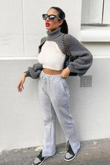 Dark Grey Extreme Cut Out High Neck Jumper - Nihara-Jumper