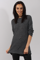 Dark Grey Knitted Distressed Back Jumper Dress - Cara-Jumper