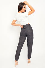 Dark Grey Thigh Rip Mom Jeans - Ellisen-Jeans