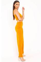 Dark Mustard Crop Top and Trousers Co-ord Set - Kimmy-Co-ords