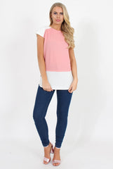 Dark Pink Block Cap Sleeve Tee- Jayla-T-shirt