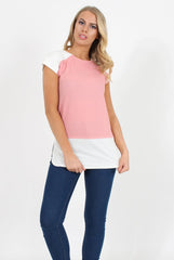 Dark Pink Block Cap Sleeve Tee- Jayla-T-shirt