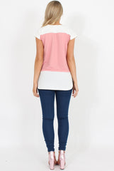 Dark Pink Block Cap Sleeve Tee- Jayla-T-shirt
