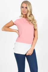 Dark Pink Block Cap Sleeve Tee- Jayla-T-shirt