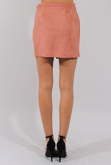 Dark Pink Suede Wrap Around Skirt - Emory-Skirts