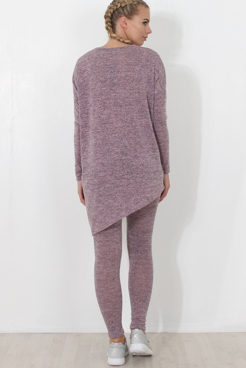 Dark Pink V Neck Loungewear Set-Kimi-Loungewear