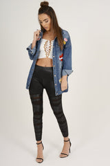 Dark Wash Badge Detail Distressed Denim Jacket - Becca-Jackets