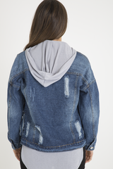 Dark Wash Distressed Denim Jacket - Madison-Jackets