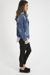 Dark Wash Distressed Denim Jacket - Madison-Jackets
