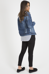 Dark Wash Distressed Denim Jacket - Madison-Jackets