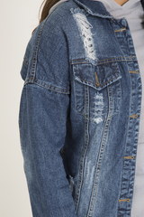Dark Wash Distressed Denim Jacket - Madison-Jackets