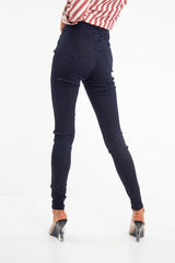 Dark Wash High Waist Skinny Fit Denim Jeans - Anatalia-Jeans