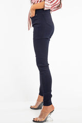 Dark Wash High Waist Skinny Fit Denim Jeans - Anatalia-Jeans