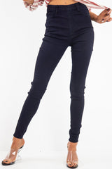 Dark Wash High Waist Skinny Fit Denim Jeans - Anatalia-Jeans