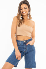 Dark Wash Raw Hem Longline Denim Shorts - Melissa-Shorts