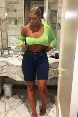 Dark Wash Raw Hem Longline Denim Shorts - Melissa-Shorts