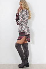 Darla Grey Floral Shirt Dress-Dresses