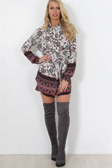 Darla Grey Floral Shirt Dress-Dresses