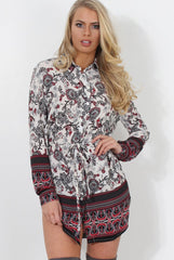 Darla Grey Floral Shirt Dress-Dresses