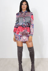 Darna Pink Paisley Print Shirt Dress-Dresses