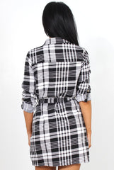 Dasha Black Checked Shirt Dress-Dresses