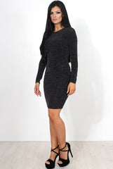 Delara Black Drooped Back Dress-Dresses
