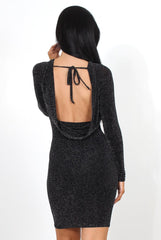 Delara Black Drooped Back Dress-Dresses