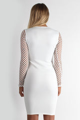 Della White Cut Out Bodycon Dress-Dresses