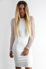 Della White Cut Out Bodycon Dress-Dresses