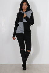 Delora Grey Panel Hoodie-Hoodies