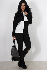 Delora White Panel Hoodie-Hoodies