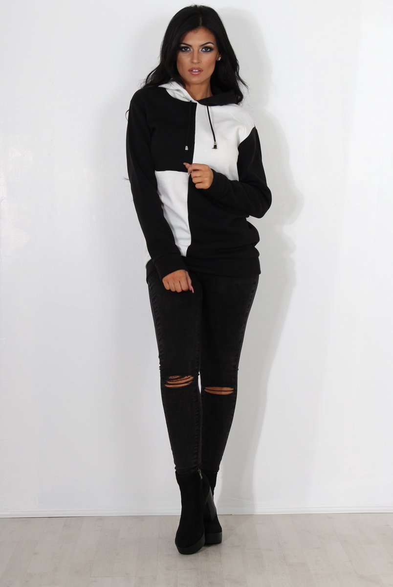Delora White Panel Hoodie-Hoodies