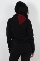 Delora Wine Panel Hoodie-Hoodies