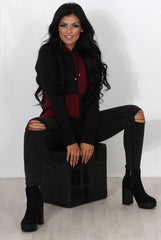 Delora Wine Panel Hoodie-Hoodies