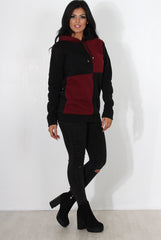 Delora Wine Panel Hoodie-Hoodies