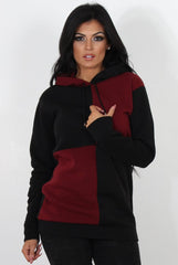 Delora Wine Panel Hoodie-Hoodies