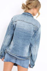 Denim Applique and Slogan Jacket - Idia-Jackets