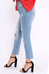 Denim Blue Bum Ripped Jeans - Jamani-Jeans