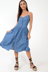 Denim Button Up Dress - Lilyanne-Dresses