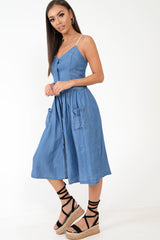 Denim Button Up Dress - Lilyanne-Dresses