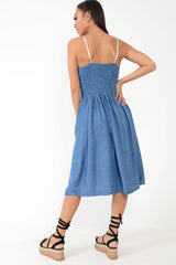 Denim Button Up Dress - Lilyanne-Dresses