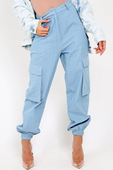 Denim Cuffed Cargo Pants - Galya-Trousers