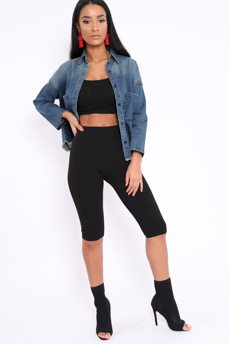 Denim Distressed Frayed Hem jacket - Violetta-Denim Jackets