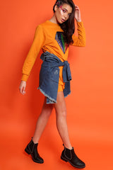 Denim Distressed Frayed Hem jacket - Violetta-Denim Jackets