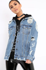 Denim Distressed Jacket -Dakira-Jackets