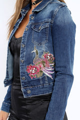 Denim Embroidered and Beaded Jacket - Brittni-Jackets